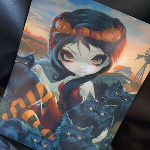 Jasmine Becket-Griffith Autumn Kitties Art Print Strangeling Fall Halloween Goth